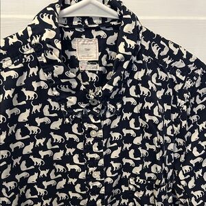 GAP Navy & White Cat Pattern Blouse